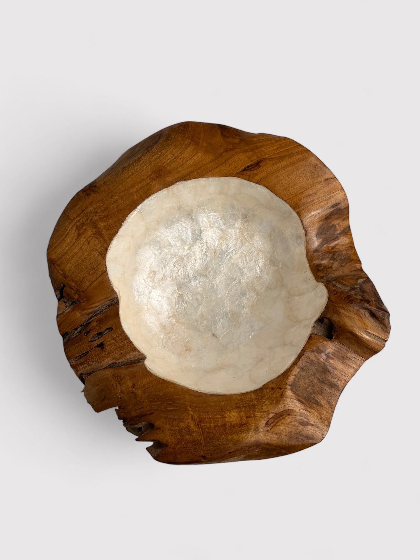 Teak bowl with mother of pearl