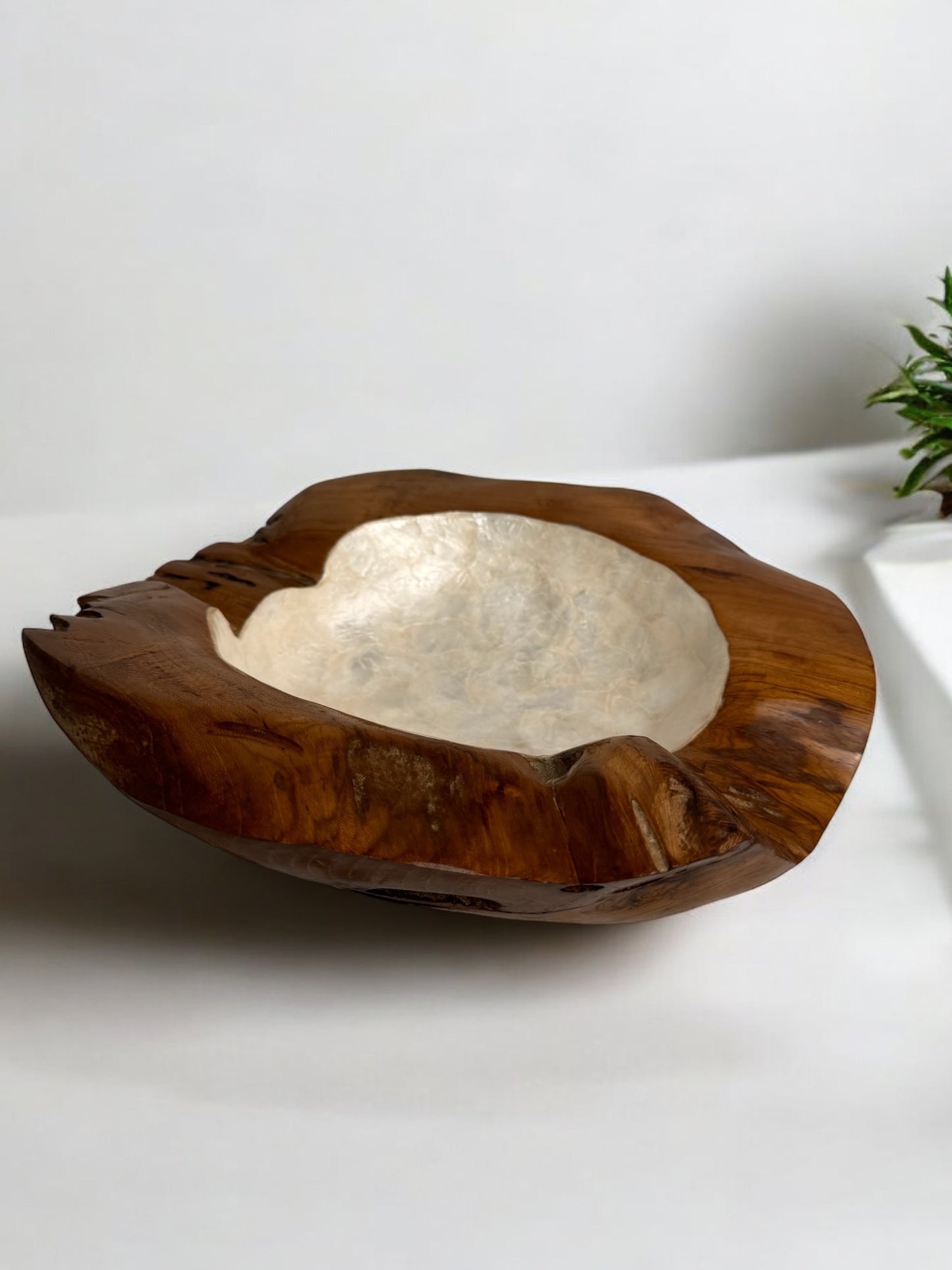 Teak bowl with mother of pearl