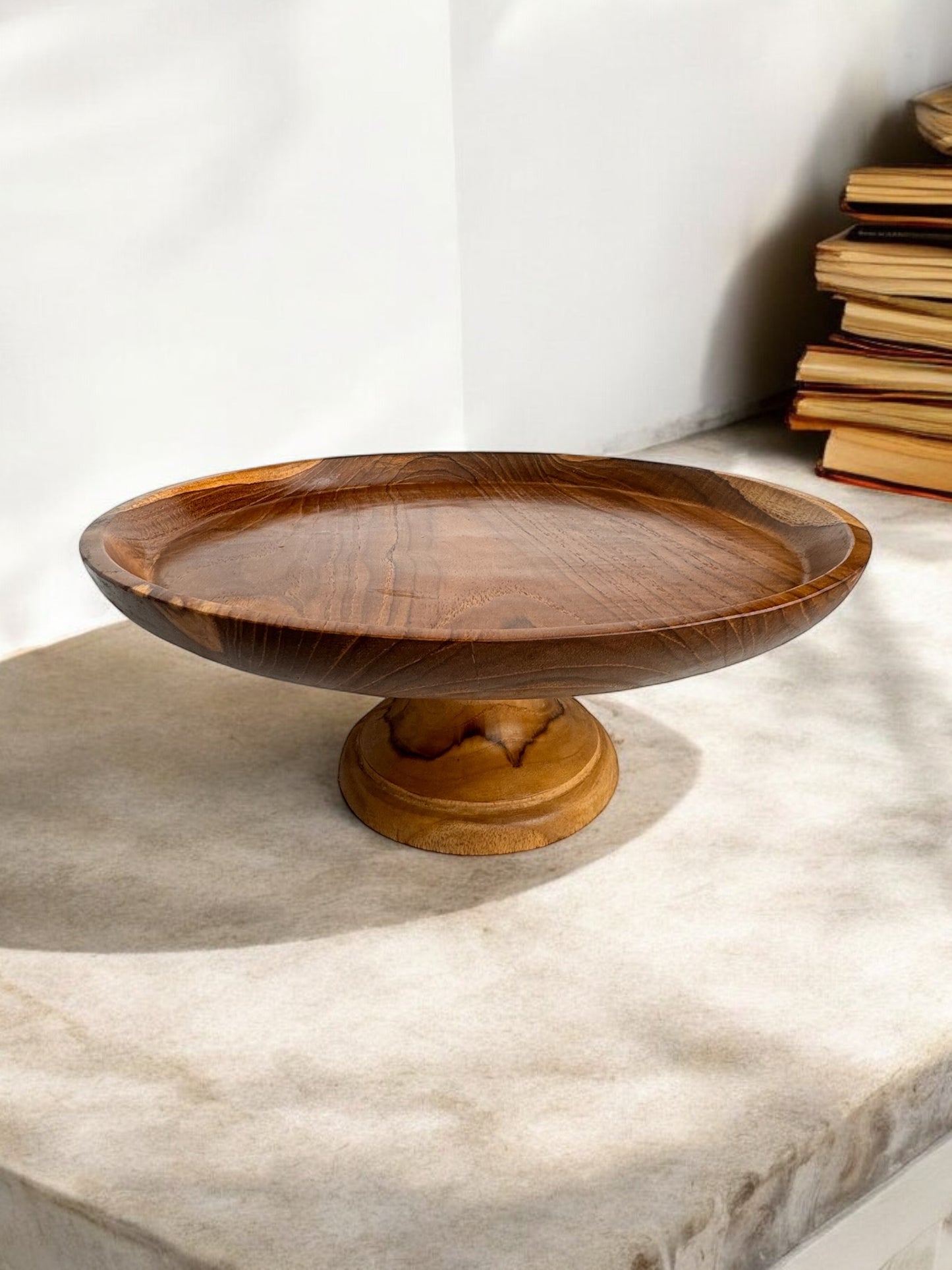 Teak wood cake stand, ⌀ 30cm