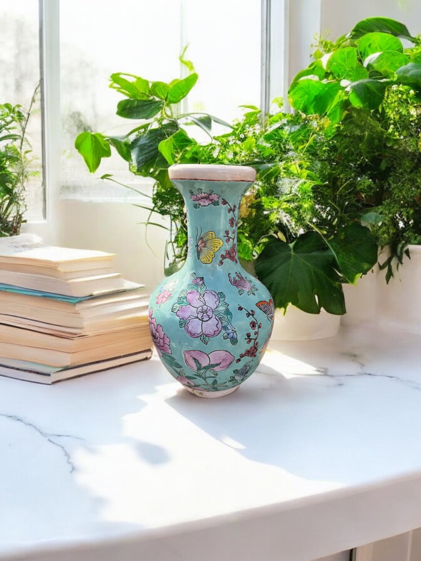 Handgemalte Porzellan Vase, H 35cm