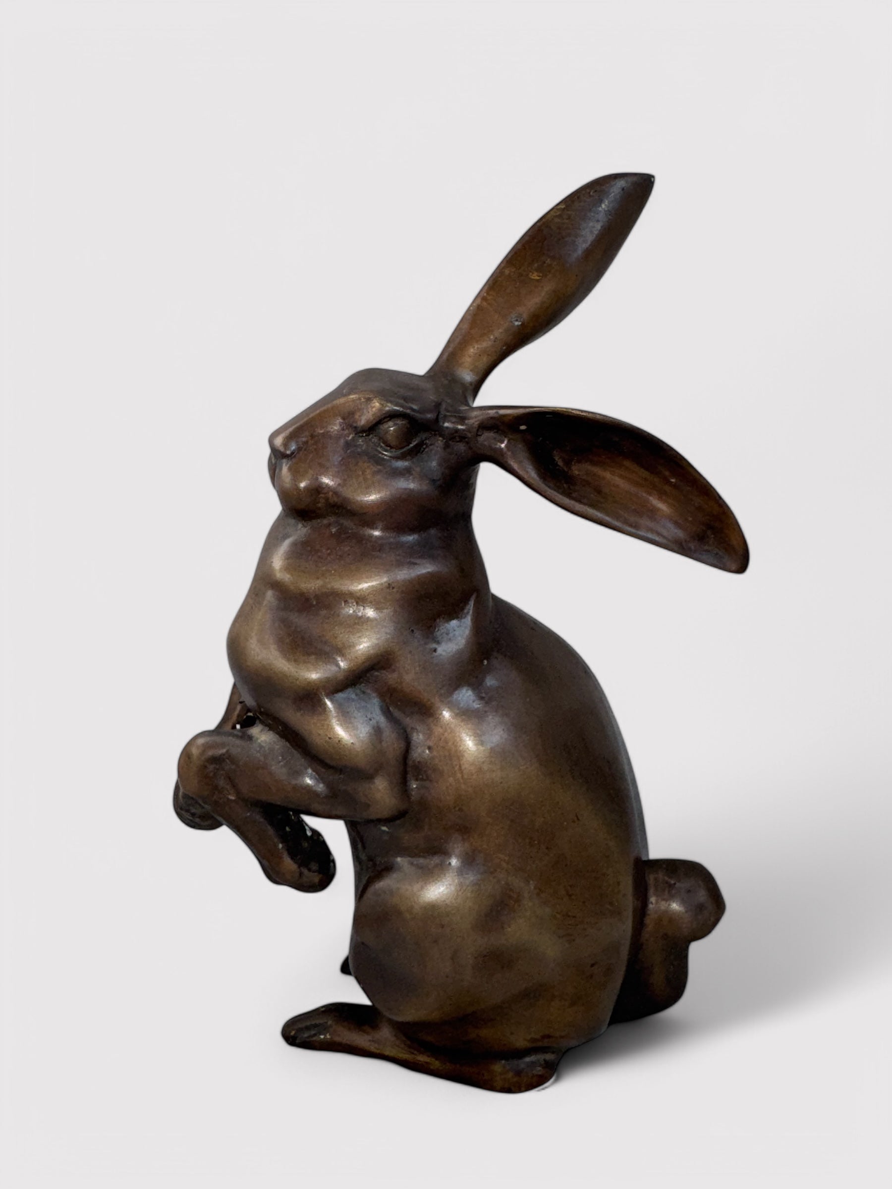 Massiver Bronze Hase für den Innen- und Außenbereich, Höhe 23cm, Dekoration für Ostern 