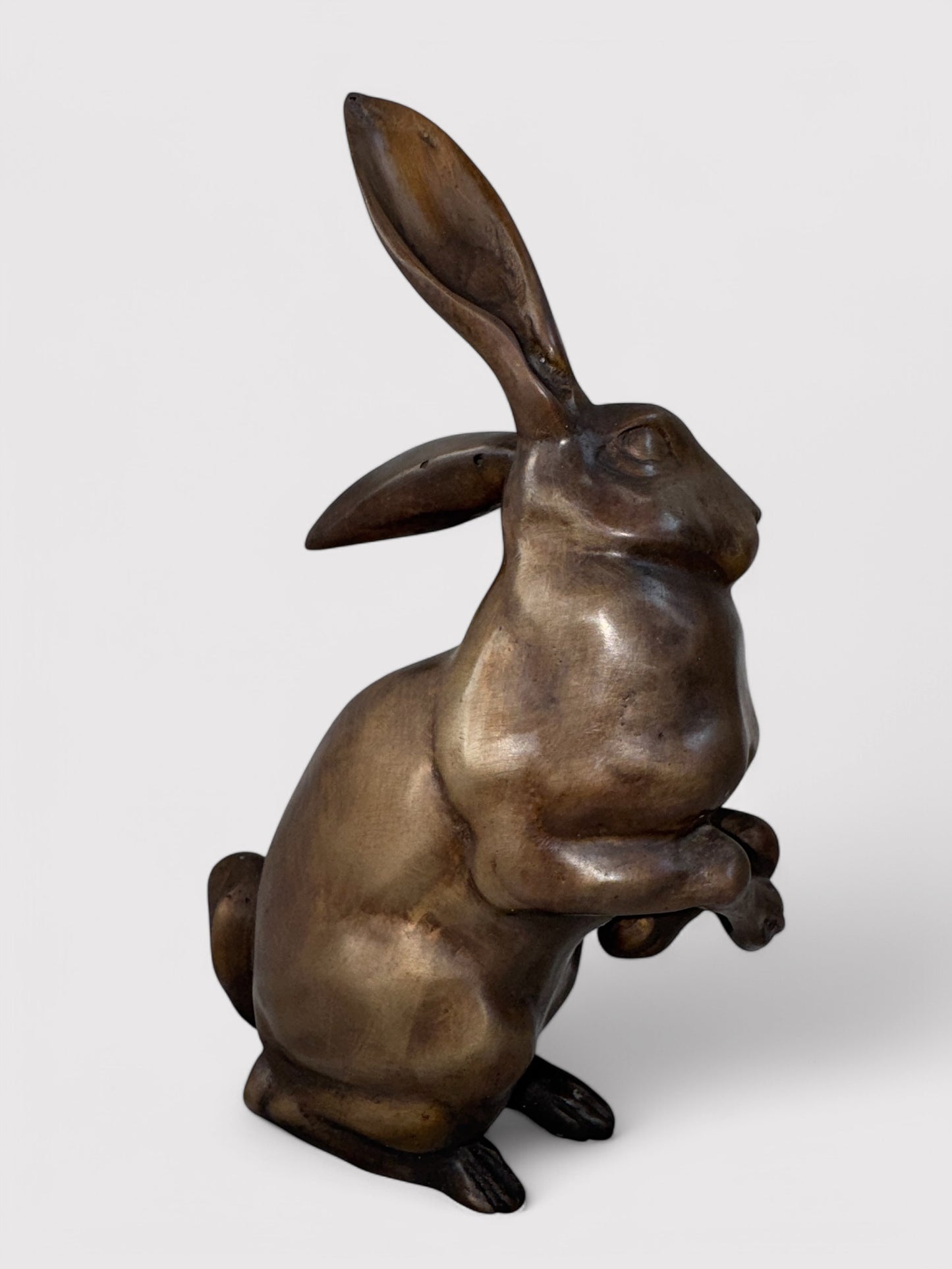 Massiver Bronze Hase für den Innen- und Außenbereich, Höhe 23cm, Dekoration für Ostern 