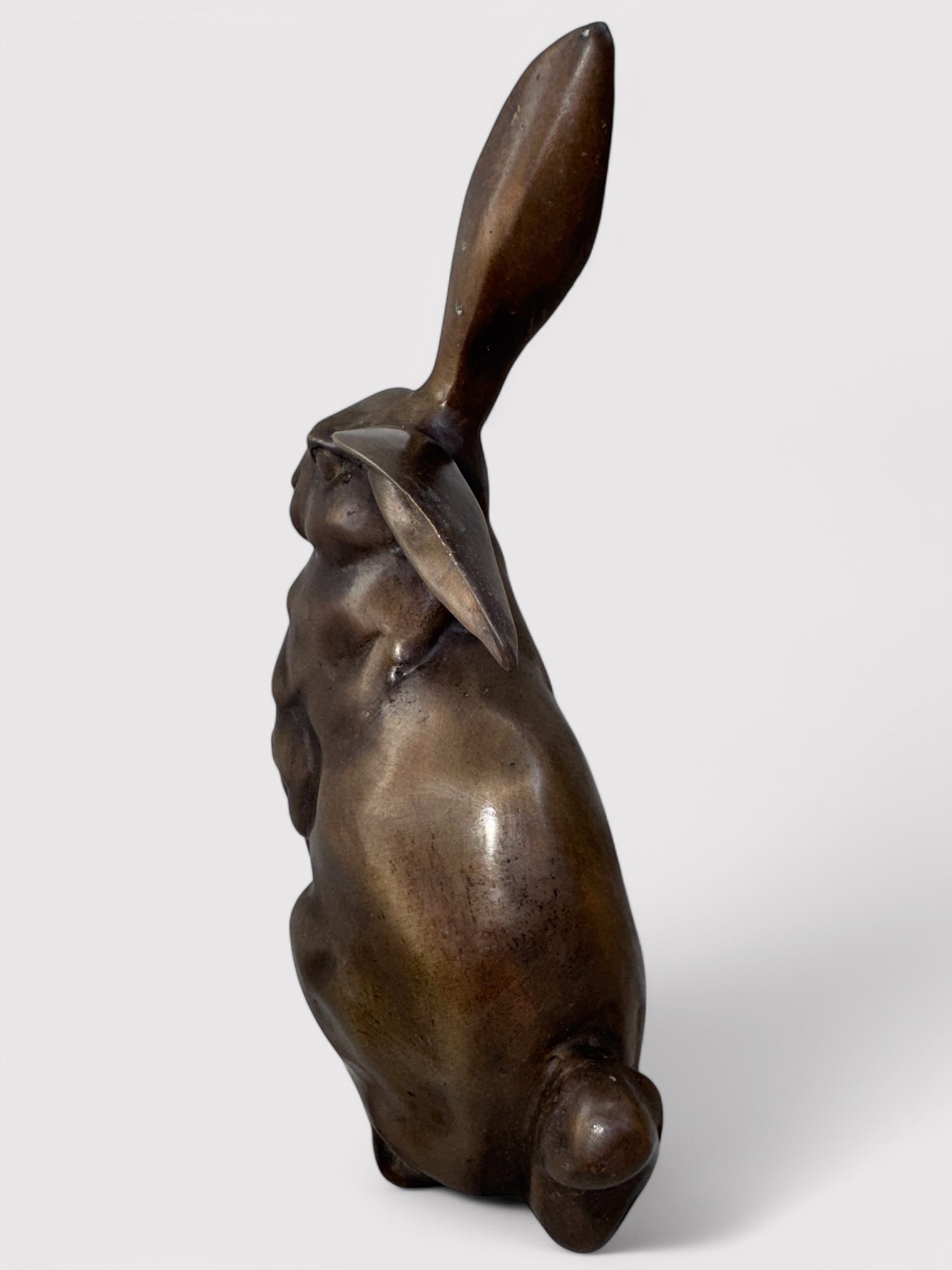 Massiver Bronze Hase für den Innen- und Außenbereich, Höhe 23cm, Dekoration für Ostern 