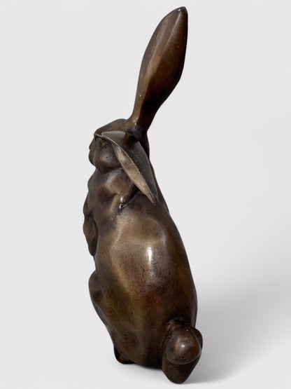 Massiver Bronze Hase für den Innen- und Außenbereich, Höhe 23cm, Dekoration für Ostern 