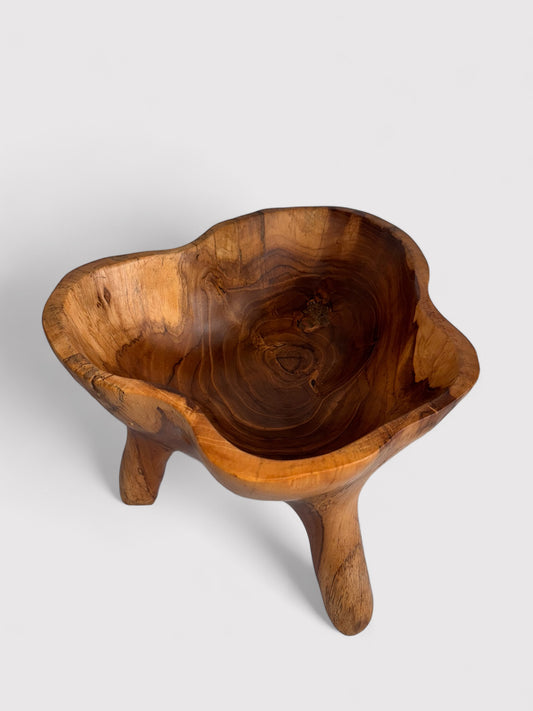 Teak wood decorative bowl, W 28cm
