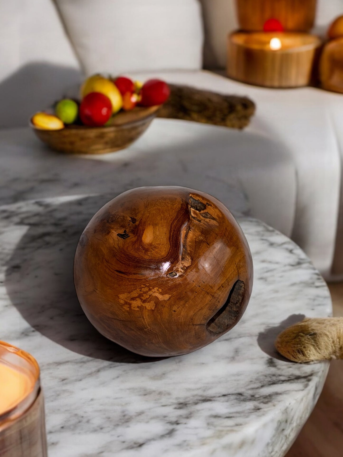 Teak wood decorative ball, ⌀ 21cm