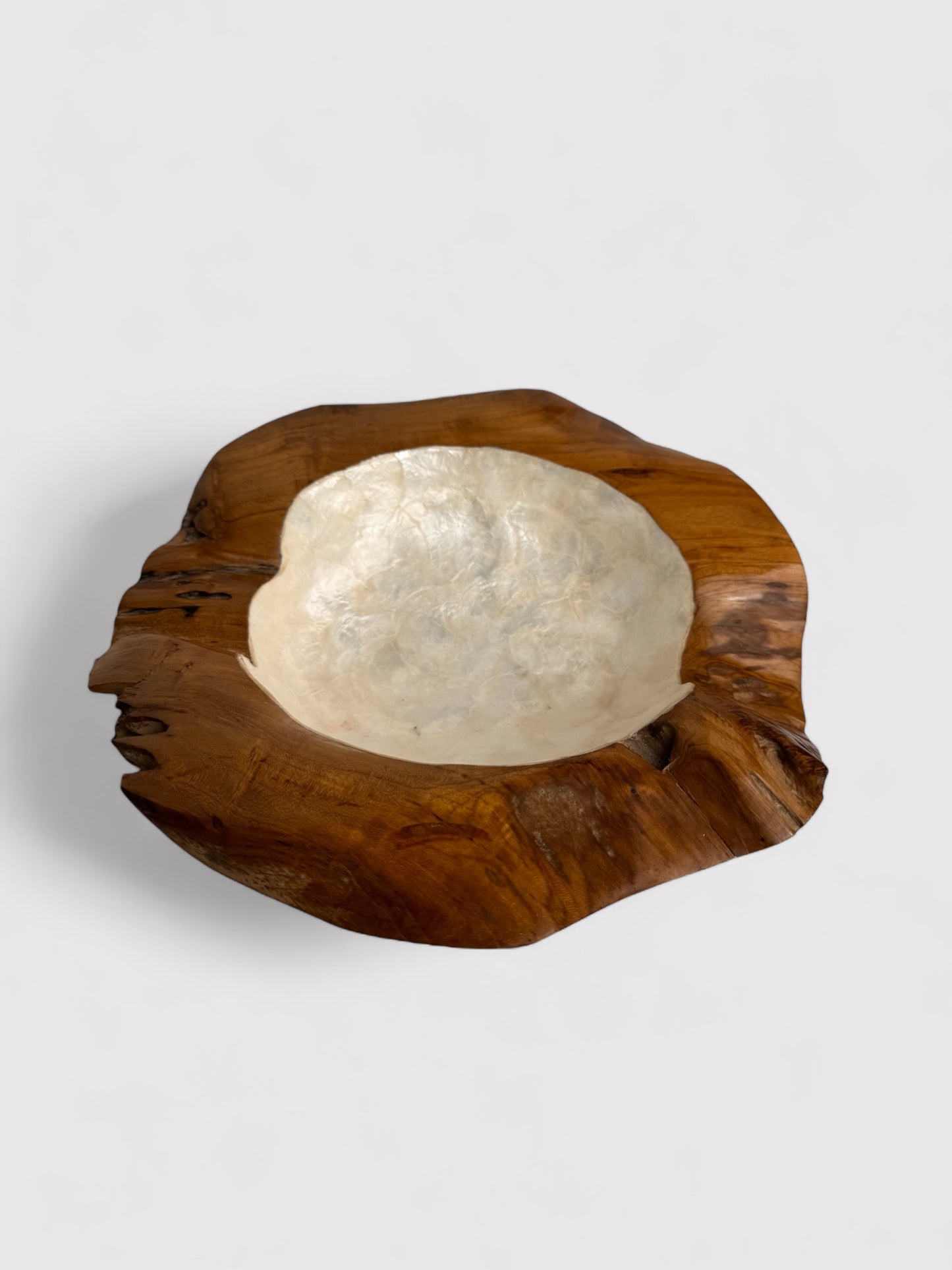 Teak bowl with mother of pearl 