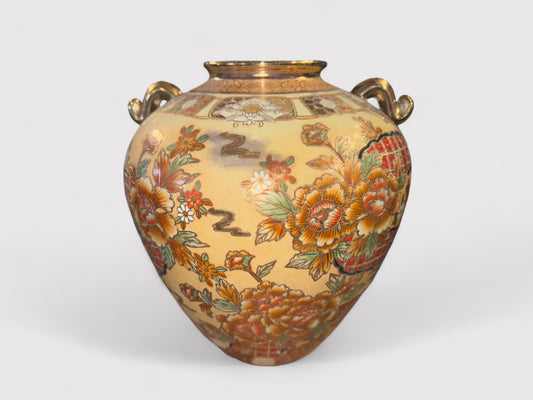 Satsuma porcelain handle vase, H 33cm