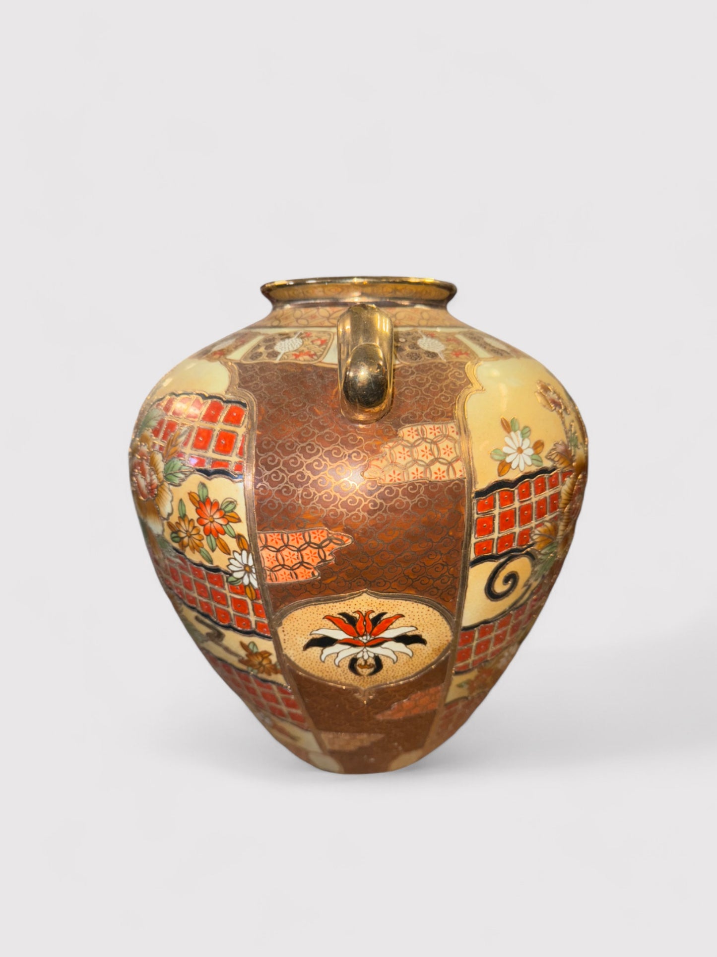 Satsuma porcelain handle vase, H 33cm