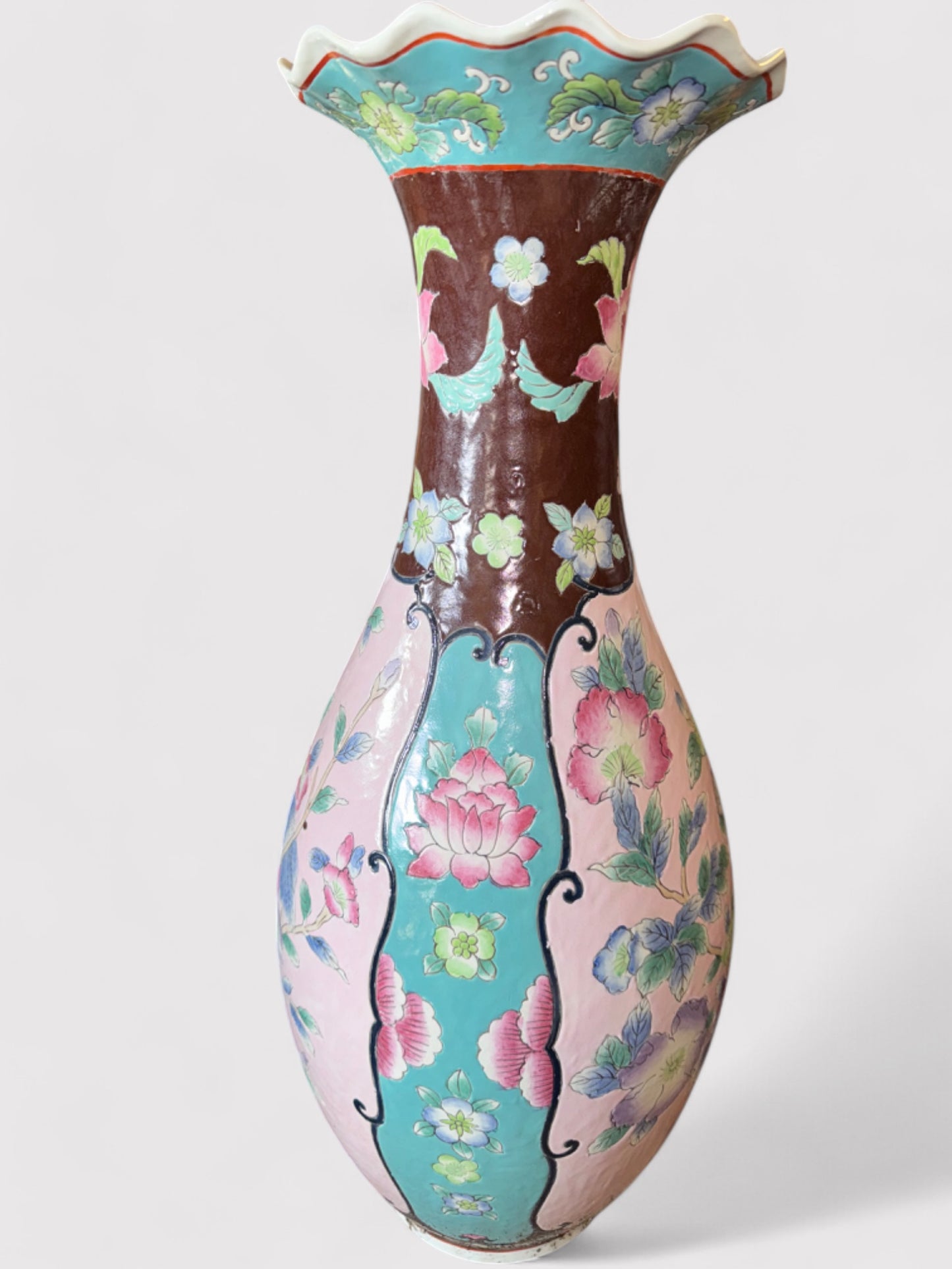 Handgemalte Porzellan Lotusvase, H 63cm