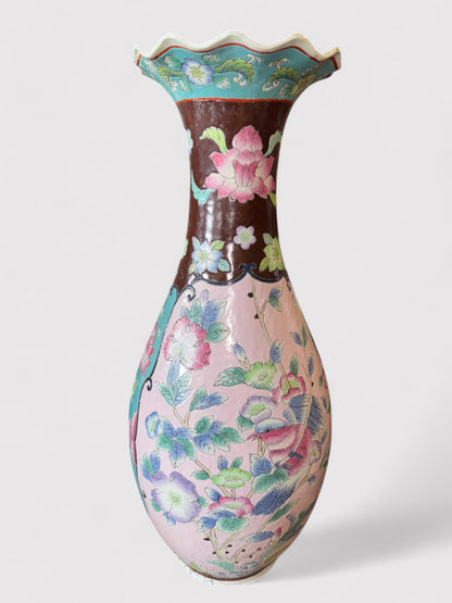 Handgemalte Porzellan Lotusvase, H 63cm